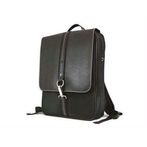 PARIS SLIM-LINE LAPTOP BACKPACK - BLACK MICROFIBER W/LEATHER TRIM - HOLDS 16 PC