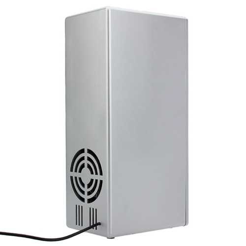 USB Portable Mini Cooling And Heating Fridge Silver Refrigerator Frig