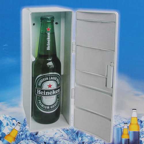 USB Portable Mini Cooling And Heating Fridge Silver Refrigerator Frig