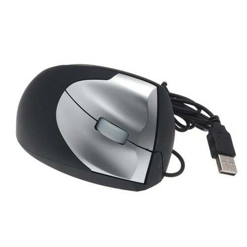 USB 1600DPI Vertical Wired Mouse Optical Mouse Black+Silver