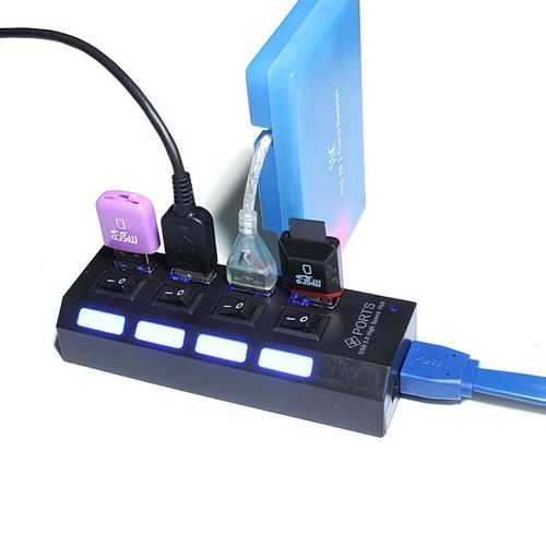 USB 3.0 4 Ports 5Gbps Hub with on/off Switch