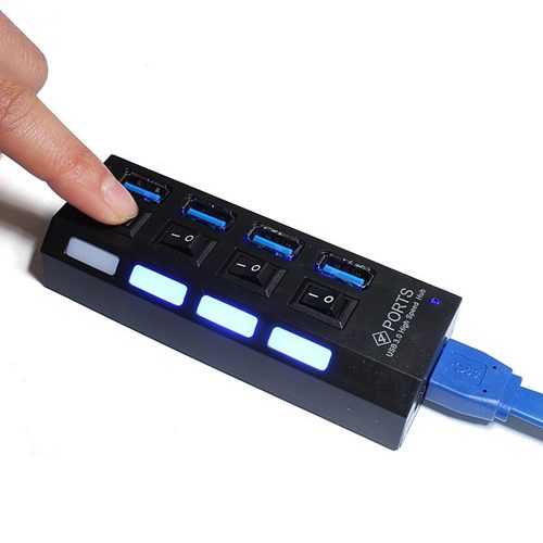 USB 3.0 4 Ports 5Gbps Hub with on/off Switch