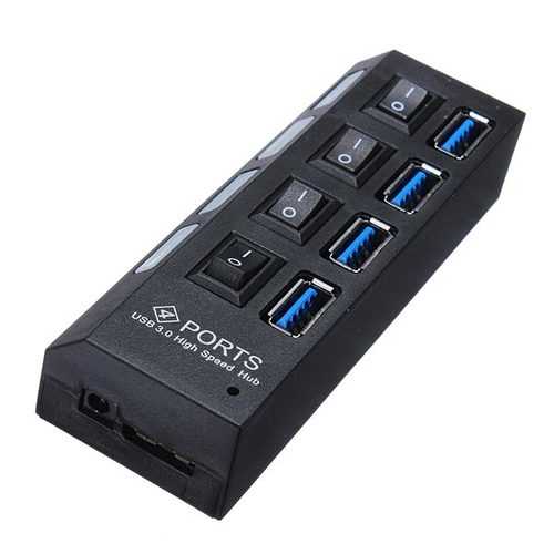 USB 3.0 4 Ports 5Gbps Hub with on/off Switch