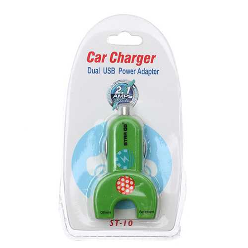 Smiley Print Mini Dual Usb Car Charger For iPhone Smartphone Device