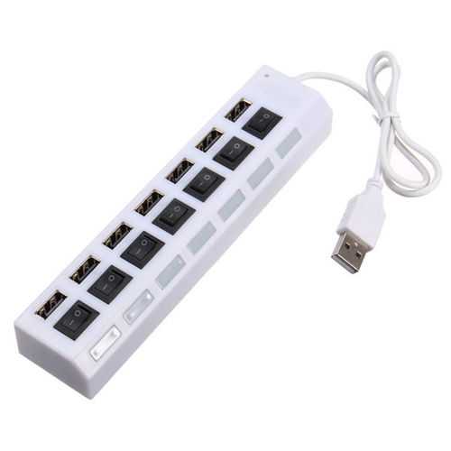 7 Ports USB 2.0 External HUB Adapte with Power On/Off Switch