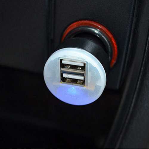 Mini Blue LED Light Bullet Dual USB 2-Port Car Charger Adaptor For Tablet