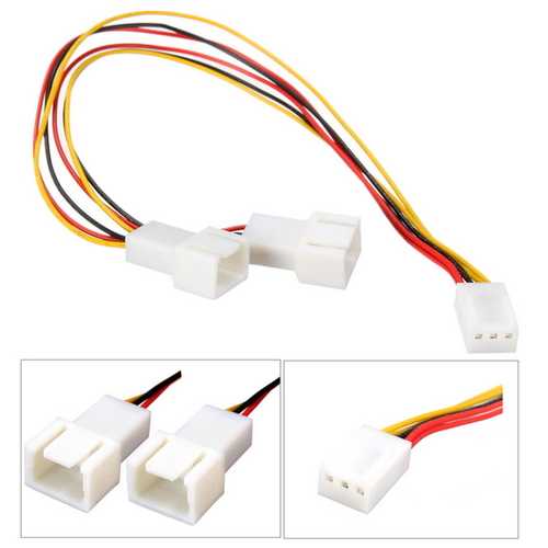 3 Pin PC Case Fan Power Splitter Cable Lead 1 Female to 2 Male 15cm