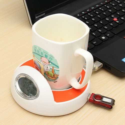 4 Port USB Hub Coffee Milk Cup Mug Warmer Pad with Blue LED Backlight For PC Laptop