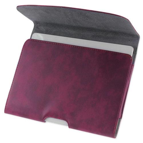 REIKO SMOOTH HORIZONTAL LEATHER POUCH IN RED