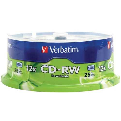 Verbatim 700mb 80-minute 4x-12x High-speed Cd-rws&#44; 25-ct Spindle VTM95155