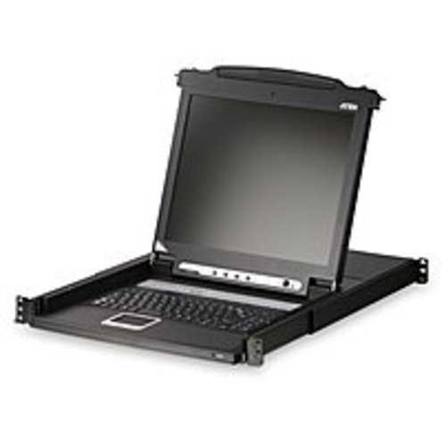 Aten CL1008M 17-inch LCD Monitor Integraded 8-Ports 1U Rack-Mountable KVM Switch - 25-Pin DB-25 Male Daisy Chain